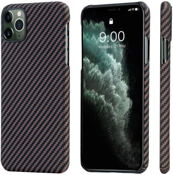 PITAKA Phone Case Compatible with iPhone 11 Pro Max 6.5" Minimalist MagEZ Case Aramid Fiber [Body Armor Material] Super Slim Magnetic Case,Strongest Durable Snugly Fit Cover- Black/Grey(Plain)